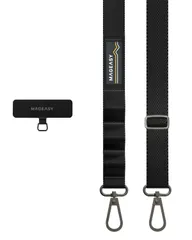 MagEasy スマホショルダー 斜めがけ/首掛け/肩掛け 太め スマホストラップ 長さ調節 可能 (ストラップ ホルダー 付き) 落下防止 携帯ストラップ  スマートフォン 各種 対応  Strap+ Strap Card (20mm) ブラック