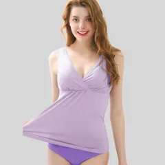 ☆ パープル ☆ XLサイズ ☆ 授乳ブラ タンクトップ kyx6089 授乳 ブラ キャミソール 授乳服 授乳用 フロントオープン式 フロントオープン 前開き ボトミングシャツ 下着 タンクトップ マタニティ 大きいサイズ トップス インナー 夏 妊婦 母乳