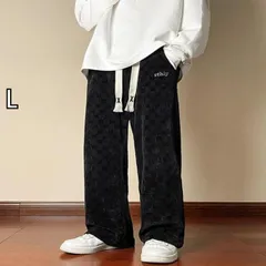 [L]メンズ 服 シンプル ファッション オシャレ 大人 かっこいい 大きいサイズ ストリート 紳士服 市松 冷感 パンツ 秋 ワイド レッグ カジュアル