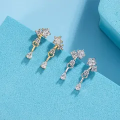 揺れる ティアドロップ 小粒 CZダイヤ 15mm ピアス