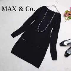 【美品】マックスアンドコー（MAX ＆ Co.) 長袖 リブ編み ニットワンピース チュニック ブラック 黒 M-Lサイズ相当
