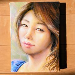 painterTMK真筆　油絵美人画　女性肖像画　絵画　油絵人物画　写実絵画　女性　肖像画　まなざし　人物画　サムホールキャンバス　インテリア　SMキャンバス