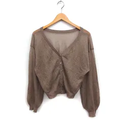 マジェスティックレゴン MAJESTIC LEGON シアー ニット Vネック カーディガン 無地 M ブラウン 茶 /FT2