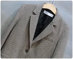 ZARA ZARA(ザラ) ハウンドトゥース チェック オーバーサイズ ウール ブレザー ジャケット 女性 XS )