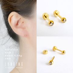 ピアス レディース ステンレス ネジ式 ゴールド ジルコニア 3mm 一粒 20ゲージ 20G スタッドピアス ボディピアス 金属アレルギー対応 Stainless ステンレス製