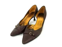 Salvatore Ferragamo フェラガモ ガンチーニ レザー ヒール パンプス 表記サイズ6 1/2 (約24cm) 靴 シューズ ブラウン系 DJ7099