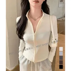 【新品未使用】カーディガン リブトップス ダブルジップ vmsjx114