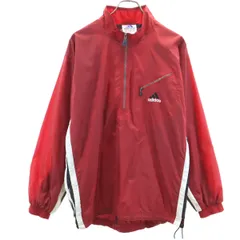 adidas アディダス 90s オールド ハーフジップ ジャケット レッド系 裏メッシュ プルオーバー メンズ 古着