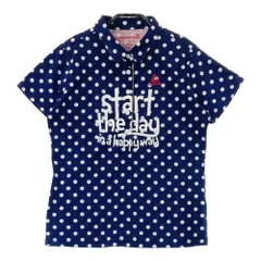 サイズ：L LE COQ GOLF ルコックゴルフ  半袖ポロシャツ ドット 総柄 ネイビー系 [240101338443]# ゴルフウェア レディース ストスト