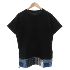 ソフネット SOPHNET. フェイクレイヤード ポケットT FAKE LAYERED POCKET T Tシャツ 半袖 クルーネック バンダナ柄 切替 S 黒 ブラック SOPH-180050 /GV ■GY18