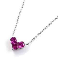 STAR JEWELRY スタージュエリー K18WG ホワイトゴールド ミステリアスハート ネックレス ルビー0.25ct 1.9g 37～40cm レディース 中古