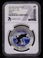 2021 Cook Island S$5 U.S. State Animals Washington ca NGC MS70