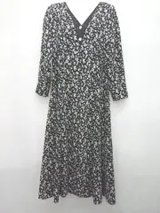 ◇ Simplicite シンプリシテェ 総柄 長袖 ロング丈 ワンピース 表記なし ブラック マルチ レディース P  【1406240031320】