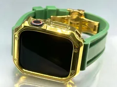 Apple Watch カスタム　ラバーバンド　アップルウォッチカバー　ベルト　TPUケース　グリーン&ゴールド