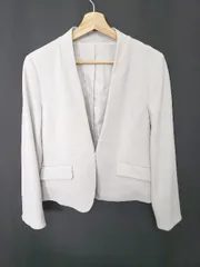 ◇ Θ SOUP スープ 長袖 ノーカラー ジャケット サイズ13 ライトグレー系 レディース E  【1507230014450】