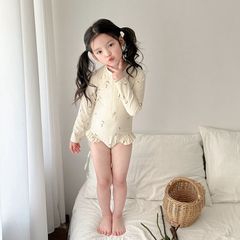 キッズ 水着 女の子 ワンピース かわいい ベビー 子供用 キッズ水着 子供水着 おしゃれ ガールズ 女児 幼稚園 保育園 小学生 スイムウエア プール 海 水色 長袖 スイムキャップ付き yongy13