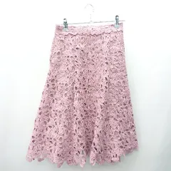 ◇ Θ PROPORTION BODY DRESSING 花レース 膝丈 台形 スカート サイズ1 ピンク レディース E  【1409100069198】