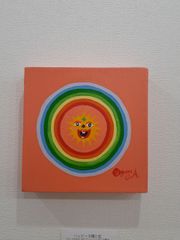 ハッピー太陽と虹　油絵の作品　20×20cm　画家　小楠アキコ作品