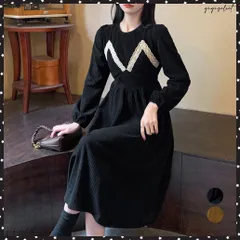 コーデュロイワンピース レイヤード風秋冬大人可愛い ロングワンピース 厚手 重ね着風 レディース オシャレ Aラインワンピース 長袖レトロ 体型カバー きれいめデートワンピース黒 ハイウエスト着やせ 韓国ファッション