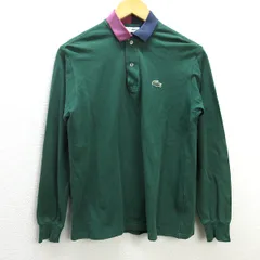 G■ラコステ/LACOSTE  CHEMISE 長袖ポロシャツ/鹿の子【3】緑/men's/32【中古】■