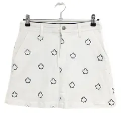 ジャックバニー スカート 白×ネイビー 刺しゅう総柄 ストレッチ 内側インナーパンツ レディース 1(Ｍ) ゴルフウェア Jack Bunny