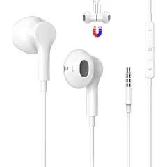 3.5mmジャック 有線イヤホン イヤホンマイク 磁気設計 絡み防止 マイク付き インナーイヤー型