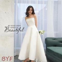 ウェディグドレス ミニドレス ミモレ丈 二次会 ドレス 花嫁 wedding dress パーティドレス 結婚式 ミニ 白ワンピース　カジュアル 挙式 演奏会 衣装