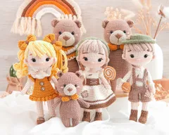 ハンドメイド　森の友達 ドール クマ あみぐるみ　レシピ