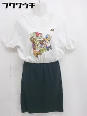 ◇ Disney ディズニー キャラクター柄 半袖 膝丈 ワンピース サイズ 1 ホワイト ブラック レディース  【1106140002610】