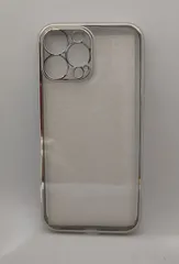 【簡易包装・未使用品】iPhone13ProMax ソフトケース(TPU クリアケース／カバー) サイドメッキ加工 シルバー iPhone13Pro Max専用