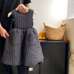 【人気商品】韓国子供服  キッズ　女の子　秋冬　お出かけ　フォーマル　可愛い　ワンピース 中綿 ワンピース 海外 ブラック 100cm