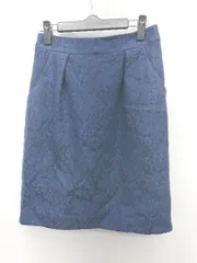 ◇ ◎ ●未使用● misch masch タグ付き 花柄レース キレイめ 膝丈 台形 スカート サイズ2 ネイビー レディース P  【1402080013861】