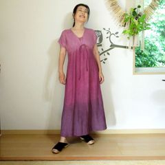 asana HEMP100% テロテロ 縄文ワンピース・草木染めグラデーション