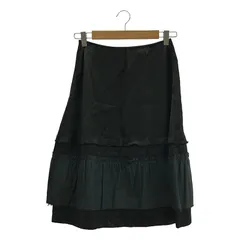 AD2001 コムコム コムデギャルソン 裾フリル パンツ ブラック XS コムデギャルソンCOMME des GARCONS サテンフリル切替ウール
