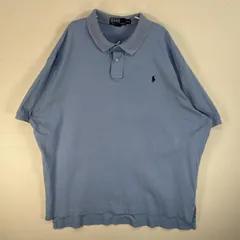 古着 90's/90年代 ポロバイラルフローレン Polo by Ralph Lauren 半袖 ポロシャツ ロゴ 刺繍 2ボタン 大きいサイズ XXL  水色 無地 メンズ