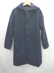 ◇ ⊇ MONO-MART モノマート シンプル系 長袖 フード付きウールコート サイズ表記なし ネイビー系 レディース E  【1507250003748】