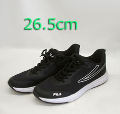 外観使用感少なめ　FILA フィラ　メンズ スニーカー　26.5cm　FC-2216　ブラック×ホワイト　紐　軽量　シューズ　靴　黒白　男性用