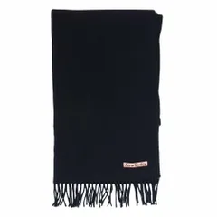 ACNE STUDIOS アクネストゥディオズ ヴァージンウール ロゴ フリンジ 大判 マフラー ストール ブラック系【中古】のサムネイル