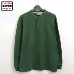 00s L.L.Bean ヘンリーネック 鹿の子 長袖Ｔシャツ メンズ 表記Lサイズ