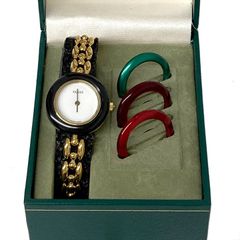 グッチ チェンジベゼル 4色 11/12.2 腕時計 GP クオーツ レディース ウォッチ 白文字盤 GUCCI ブランド 【中古】