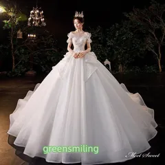 ウェディングドレス ロングドレス プリンセスラインドレス オフショルダー 二次会 結婚式 前撮り 花嫁 ウエディングドレス チュール 挙式 s