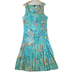 美品 RALPH LAUREN ラルフローレン ノースリーブワンピース 総柄 春夏 SS ワンピース コットン マルチカラー レディース L【古着】【中古】【送料無料】