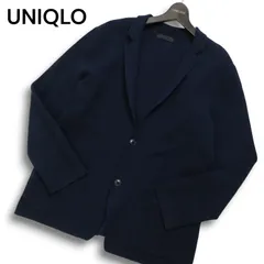 名作★ UNIQLO ユニクロ 秋冬 ストレッチ★ ミラノリブ テーラード ジャケット Sz.L メンズ 紺 ネイビー