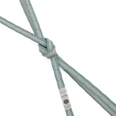 【糸伍】帯締め綾竹双葉横段組切房/シルバーホワイト×アイスグリーン【ms0216】