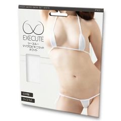 EXECUTE マイクロビキニ 過激 極小 シースルー 紐 セクシー ランジェリー 三角ブラ セット マイクロビキニ スケスケ 白 紐パン セット エグゼキュート 日本製 Mサイズ PW011