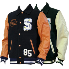 SCOTCH&SODA（スコッチアンドソーダ）袖革スタジャン　袖部分羊革　本革