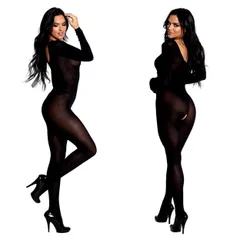 [Electric Circus] 全身タイツ コスプレ 男性 女性 ベージュ 肌色 長袖 ボディ ストッキング 仮装 衣装用 ハロウィン ボディーファンデーション (ブラック) [ブラック]