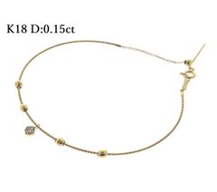 K18 形状記憶 天然 ダイヤモンド バングル D:0.15ct ミラーボール ブレス ダイヤ ブラウン 1粒 1石 中古 ♯1073011816
