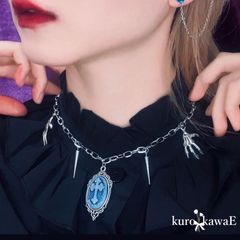クロスカメオのチェーンチョーカー / ゴシック 地雷系 心臓 ハート ダーク パンク 病みかわいい メンヘラ 十字架 個性的 かっこいい ジャラジャラ y2k kuro-kawae