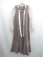 ◇ ⊂ グラシア シンプル系 七分袖 膝下丈 ワンピース サイズM ブラウン系 レディース E  【1507080009767】